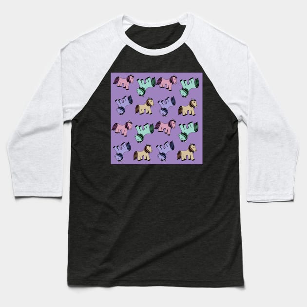 Ponies pattern Baseball T-Shirt by Antiope